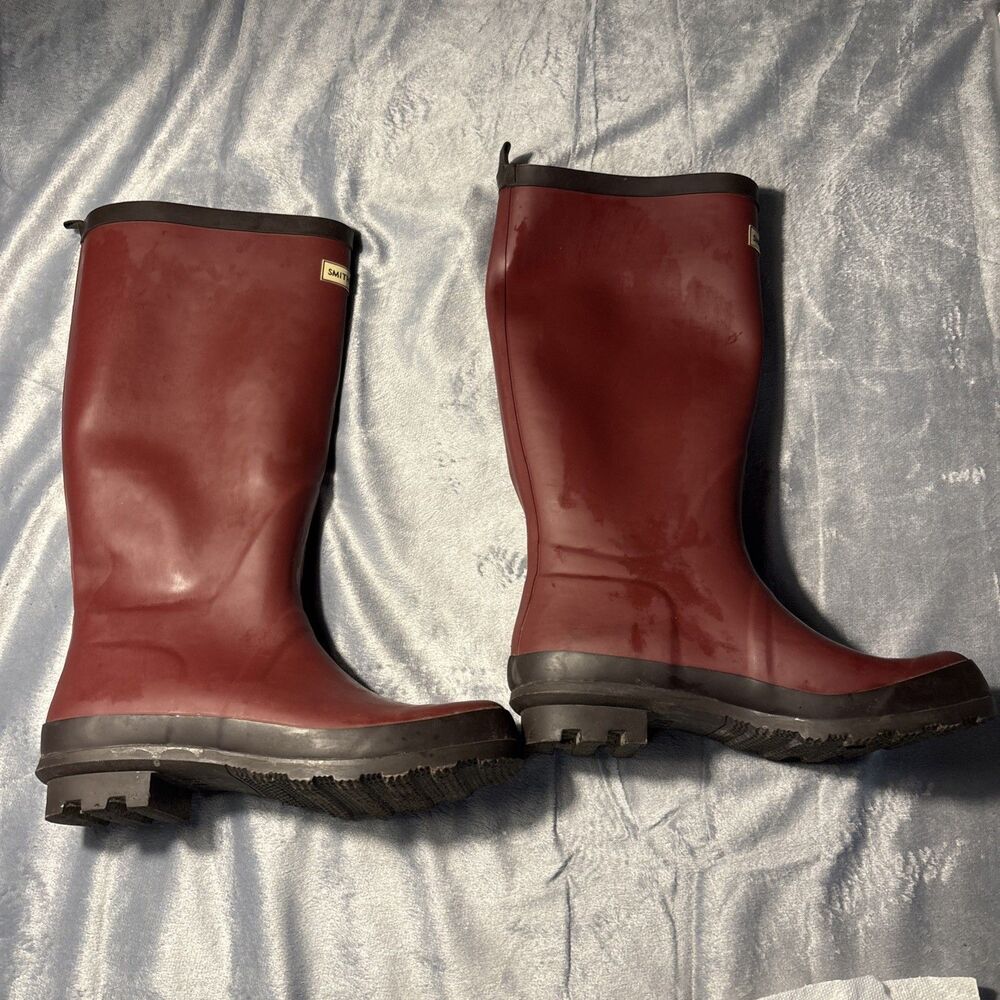 Smith & Hawken Women's Rubber Boots Size 7 Waterproof Rain Boots Maroon - Picture 2 of 2